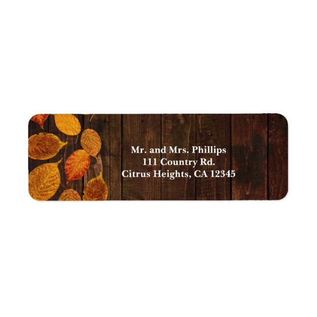 Autumn Fall Rustic Golden Leaves on Wood Wedding (Front)