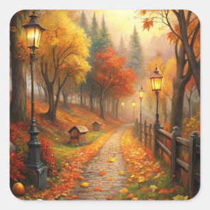 Autumn Fall Scene Square Sticker