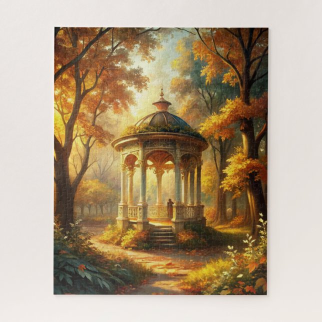 Autumn Fall Scene With Gazebo Jigsaw Puzzle (Vertical)