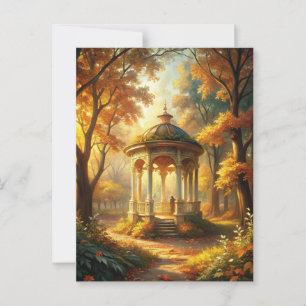 Autumn Fall Scene With Gazebo Postcard