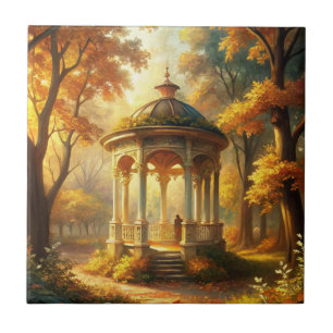 Autumn Fall Scene With Gazebo Tile