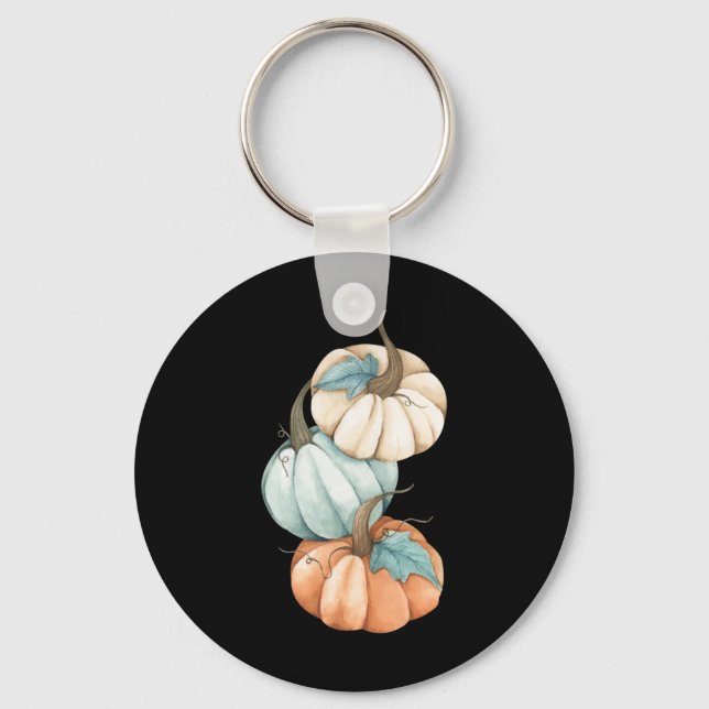 Autumn Fall Season Cute Coloured Pastel Pumpkin  Keychain (Front)