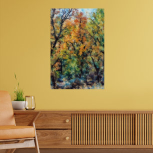 Autumn Fall Season Oak Tree Abstract Art Poster