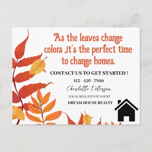 Autumn Fall Season Real Estate Farming Marketing Postcard (Front)