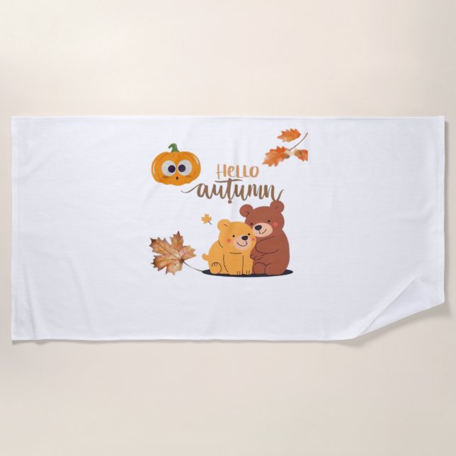 Autumn Fall Shirt, Thanksgiving Shirt, Fall Pumpki Beach Towel (Front)