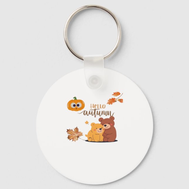 Autumn Fall Shirt, Thanksgiving Shirt, Fall Pumpki Keychain (Front)