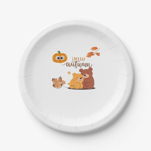 Autumn Fall Shirt, Thanksgiving Shirt, Fall Pumpki Paper Plate (Front)