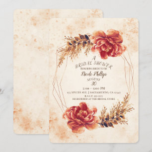 Autumn Fall Spice Floral Watercolor Bridal Shower Invitation
