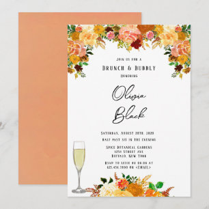 Autumn Fall Spice Peony Brunch and Bubbly Invitation