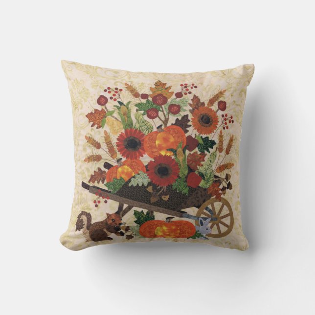 Autumn Fall Squirrel Festive Cute Chic Stylish Throw Pillow (Front)