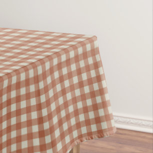 Autumn Fall Terracotta Rustic Gingham Plaid Check Tablecloth