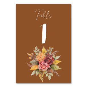 Autumn Fall Terracotta Rustic Watercolor Wedding Table Number