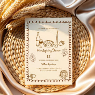 Autumn fall thanksgiving Dinner doodle Invitation