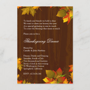 Autumn Fall Thanksgiving Dinner Party Invitation