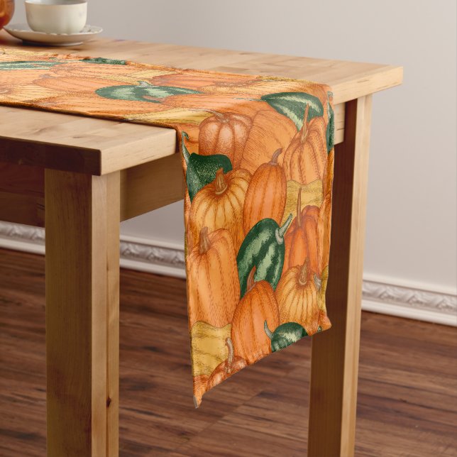 Autumn Fall Thanksgiving Pumpkins Table Runner (In Situ)