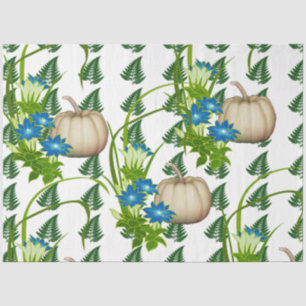 Autumn Fall Thanksgiving White Pumpkins Flora  Tissue Paper