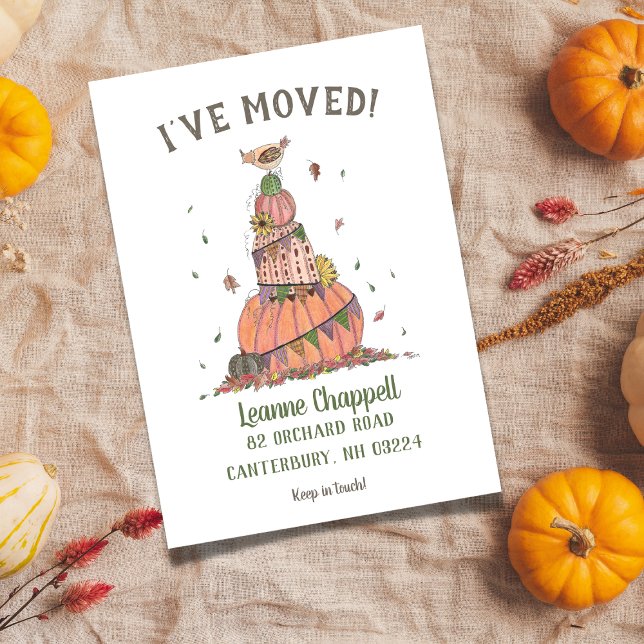 Autumn Fall-themed Moving New Address Announcement (Fall Pumpkins new address card)