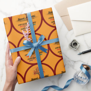 Autumn Fall Tree Happy Thanksgiving Blessed Wrapping Paper