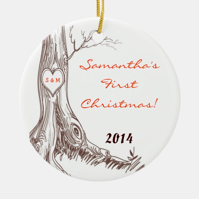 Autumn Fall Tree Initia Personalized Name Ornament (Front)