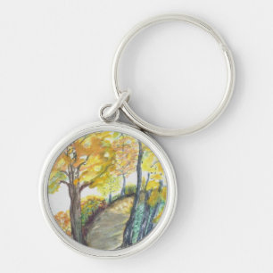 Autumn Fall Tree Leaves Art Painting Destiny Keychain