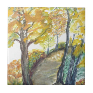 Autumn Fall Tree Leaves Art Painting Destiny Tile