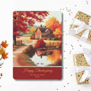 Autumn Fall Trees Scenary Landscape Thanksgiving Holiday Card