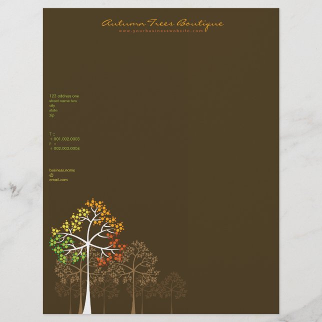 Autumn / Fall Trees Template Business Letterhead (Front)