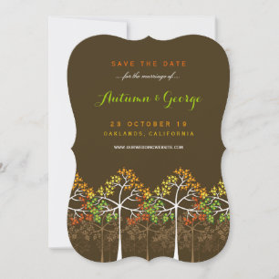 Autumn Fall Trees Wedding Photo Save The Date Card
