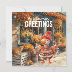 Autumn Fall Turkey is at Florist Shop Thanksgiving Holiday Card
