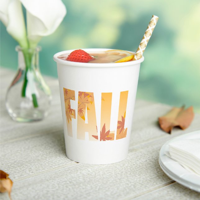 Autumn Fall Typography Design with Leaves  Paper Cups (Creator Uploaded)