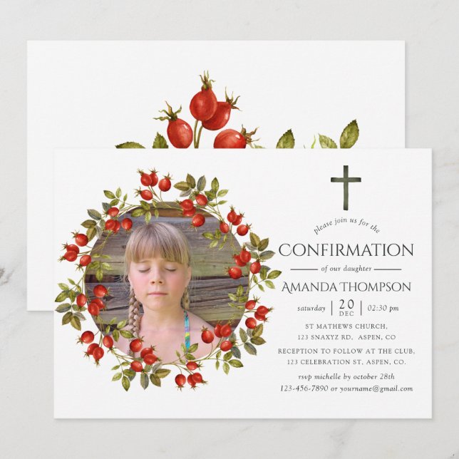 Autumn - Fall Watercolor Confirmation Invitation (Front/Back)