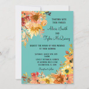 Autumn Fall Watercolor Floral Simplistic Wedding   Invitation