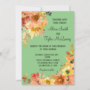 Autumn Fall Watercolor Floral Simplistic Wedding   Invitation