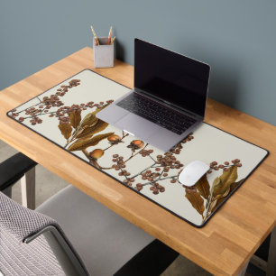 Autumn Fall Watercolor Foliage Leaves  Desk Mat