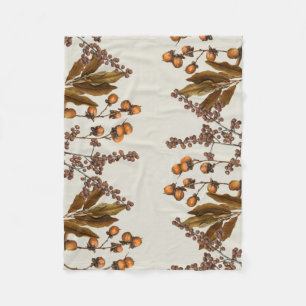 Autumn Fall Watercolor Foliage Leaves  Fleece Blanket