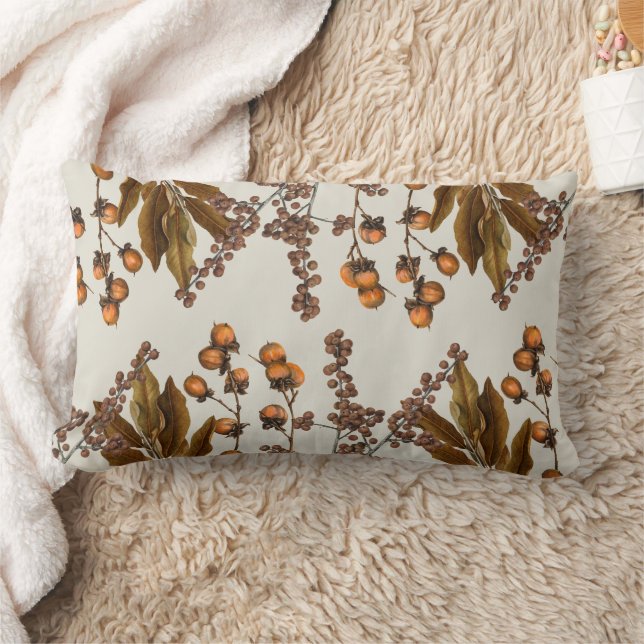Autumn Fall Watercolor Foliage Leaves  Lumbar Pillow (Blanket)