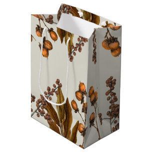 Autumn Fall Watercolor Foliage Leaves  Medium Gift Bag