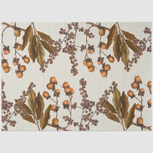 Autumn Fall Watercolor Foliage Leaves  Tissue Paper (Front)