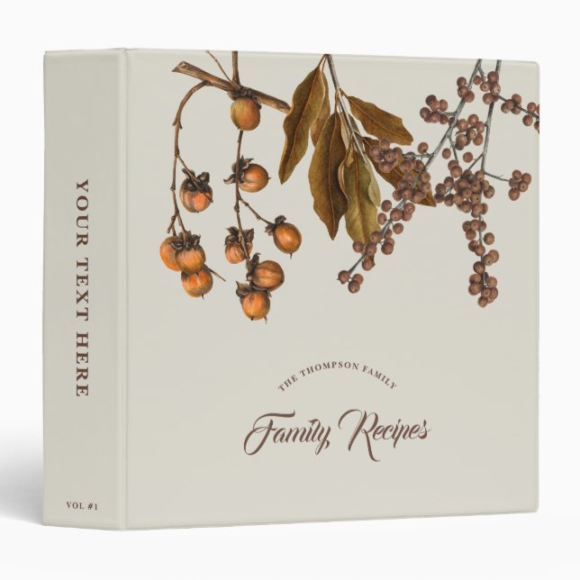 Autumn Fall Watercolor Foliage Thanksgiving Recipe Binder (Front/Spine)