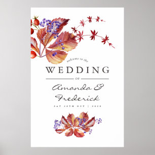 Autumn - Fall Watercolor Wedding Welcome Poster