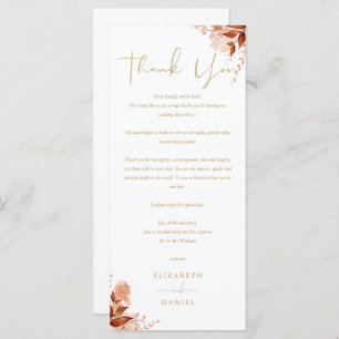 Autumn Fall Wedding Gold Thank You Place Card