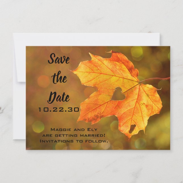 Autumn Fall Wedding Save the Date Cards (Front)