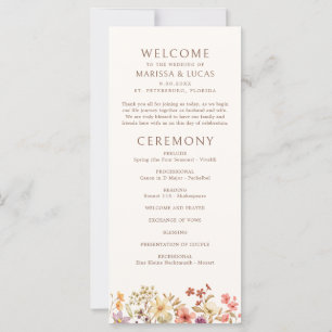 Autumn Fall Wildflowers Wedding Program