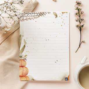 Autumn / Fall with pumpkins and leaves lined Notepad