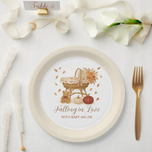 Autumn Falling in Love Baby Shower Paper Plate