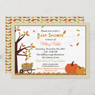 Autumn Falling Leaves Baby Shower Invitation