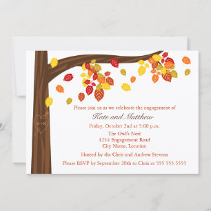 Autumn Falling Leaves Engagement Party Invitation
