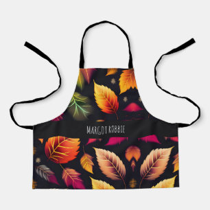Autumn falling leaves Gradient Rainbow Pattern Apron
