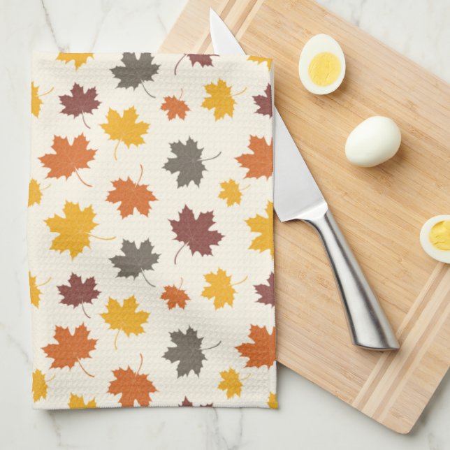 Autumn Falling Leaves Kitchen Towel (Quarter Fold)