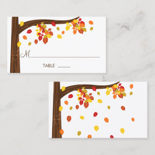 Autumn Falling Leaves Place Cards